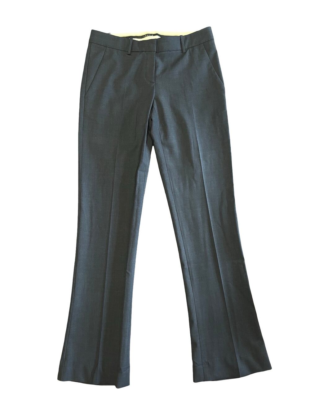 Theory Gray Wool Stretch Tailored Straight Leg Trouser Pants Size 2